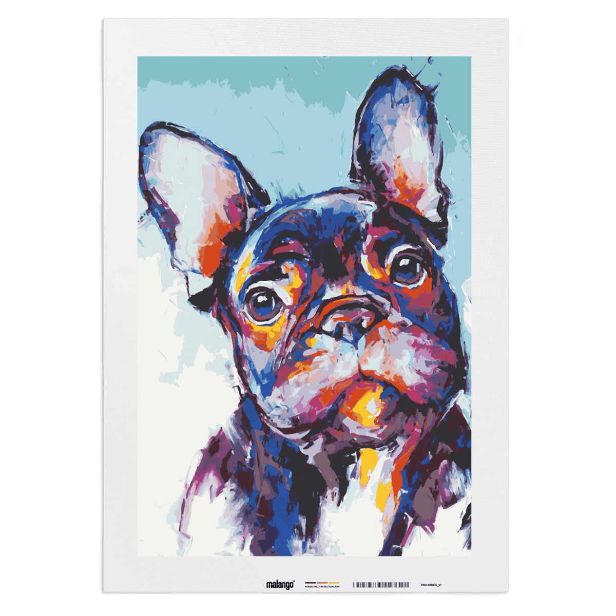Malen nach Zahlen - französische Bulldogge farbenfroh