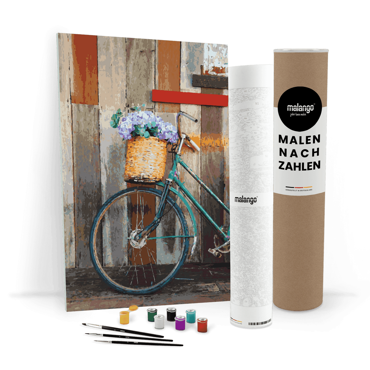Malen nach Zahlen - Blumen am Fahrrad