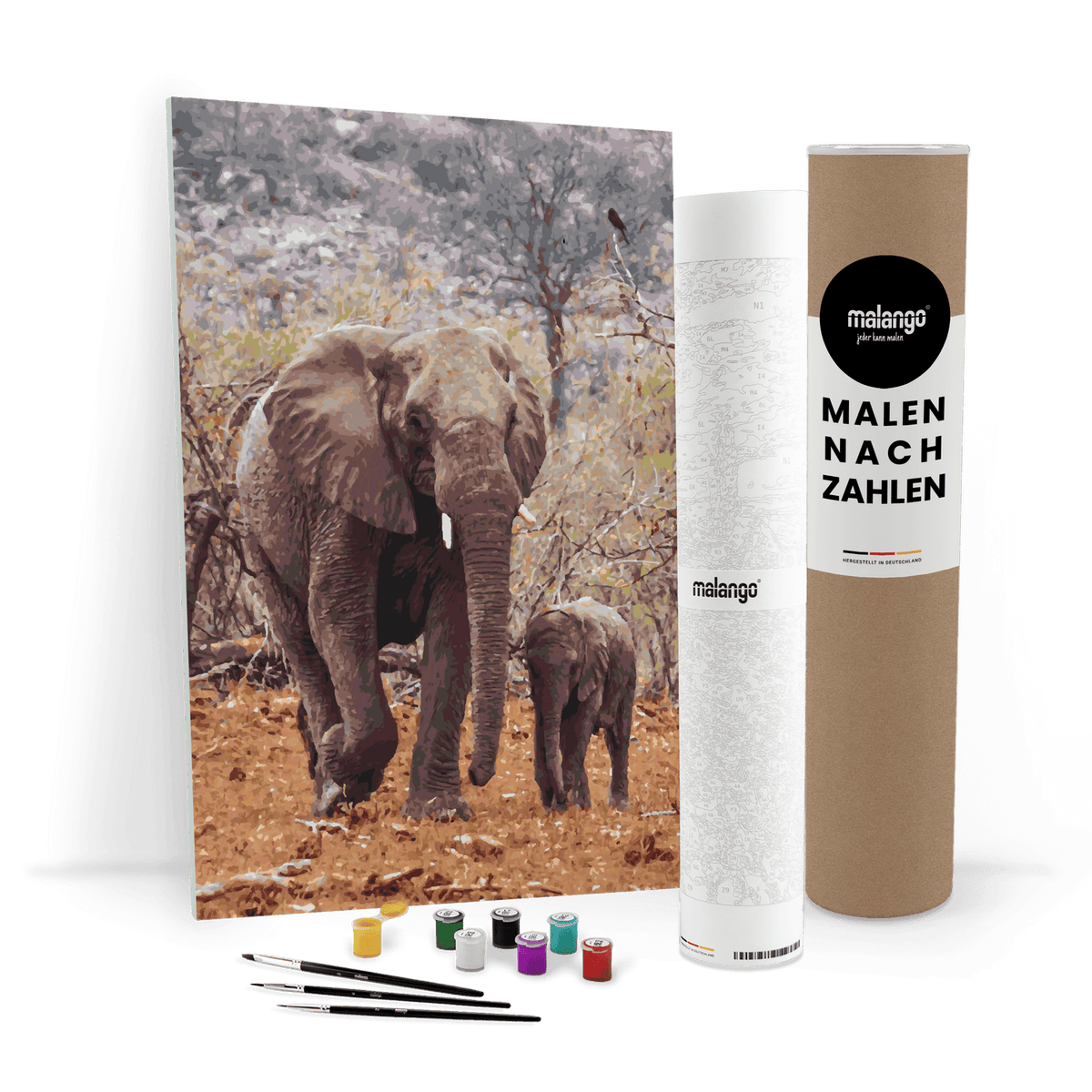 Malen nach Zahlen - Elefanten Mutter mit Kind