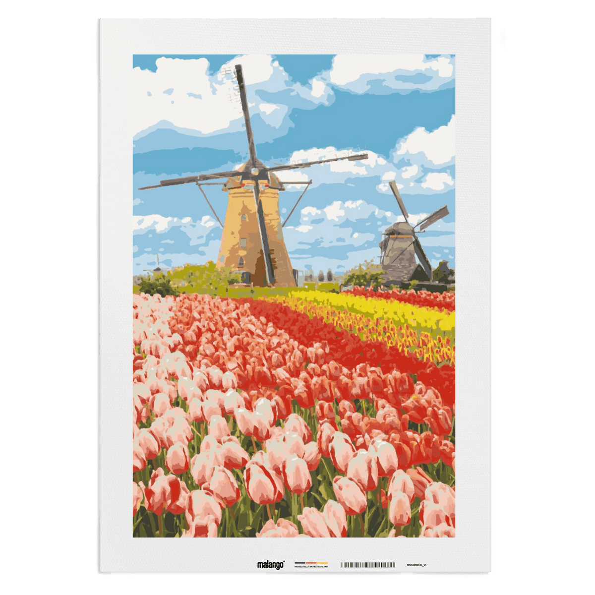 Malen nach Zahlen - Blumen Landschaft an der Mühle