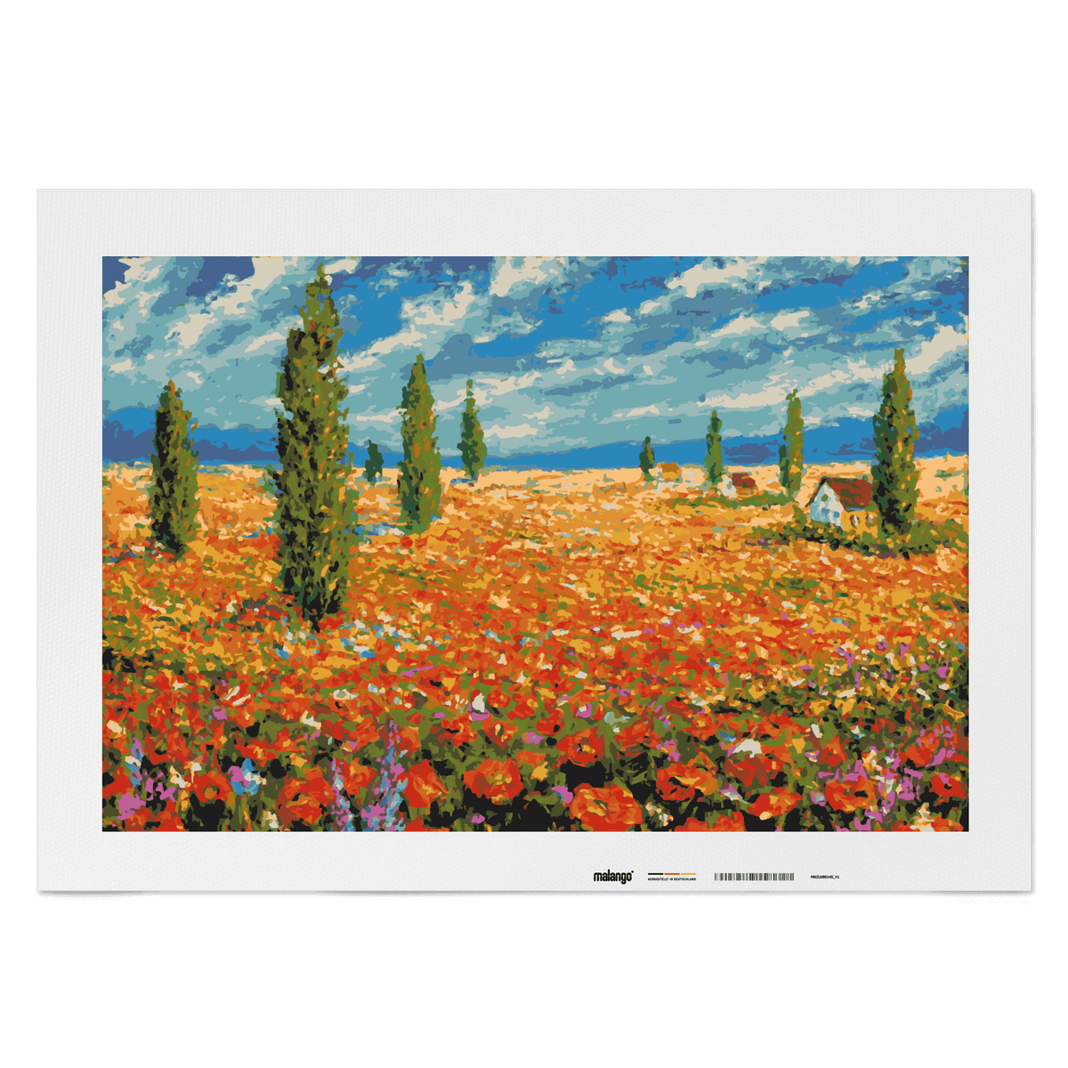 Malen nach Zahlen - Blumen Landschaft mit Zypressen