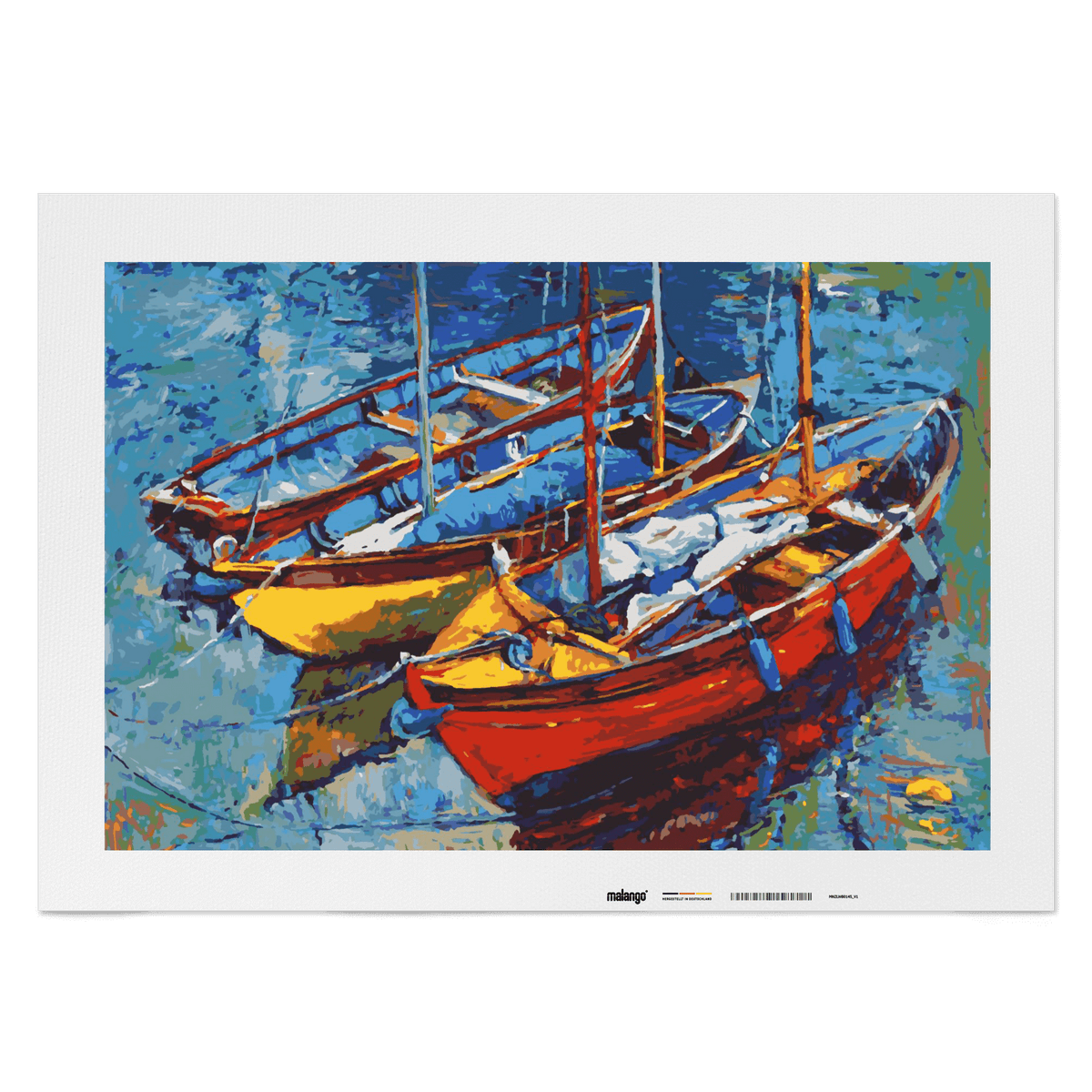 Malen nach Zahlen - Segelboote im farbenfrohen Hafen