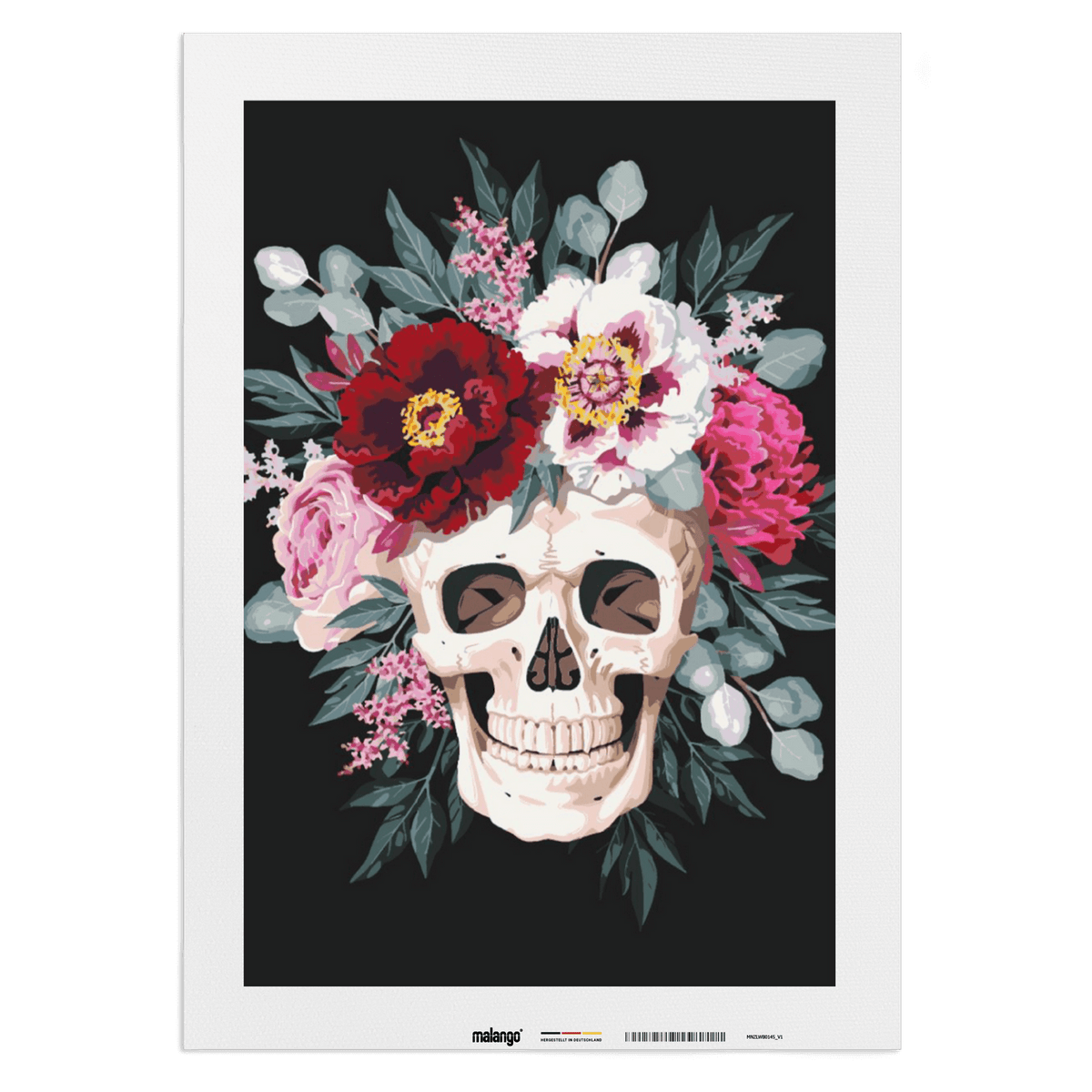 Malen nach Zahlen - Schädel Blumen