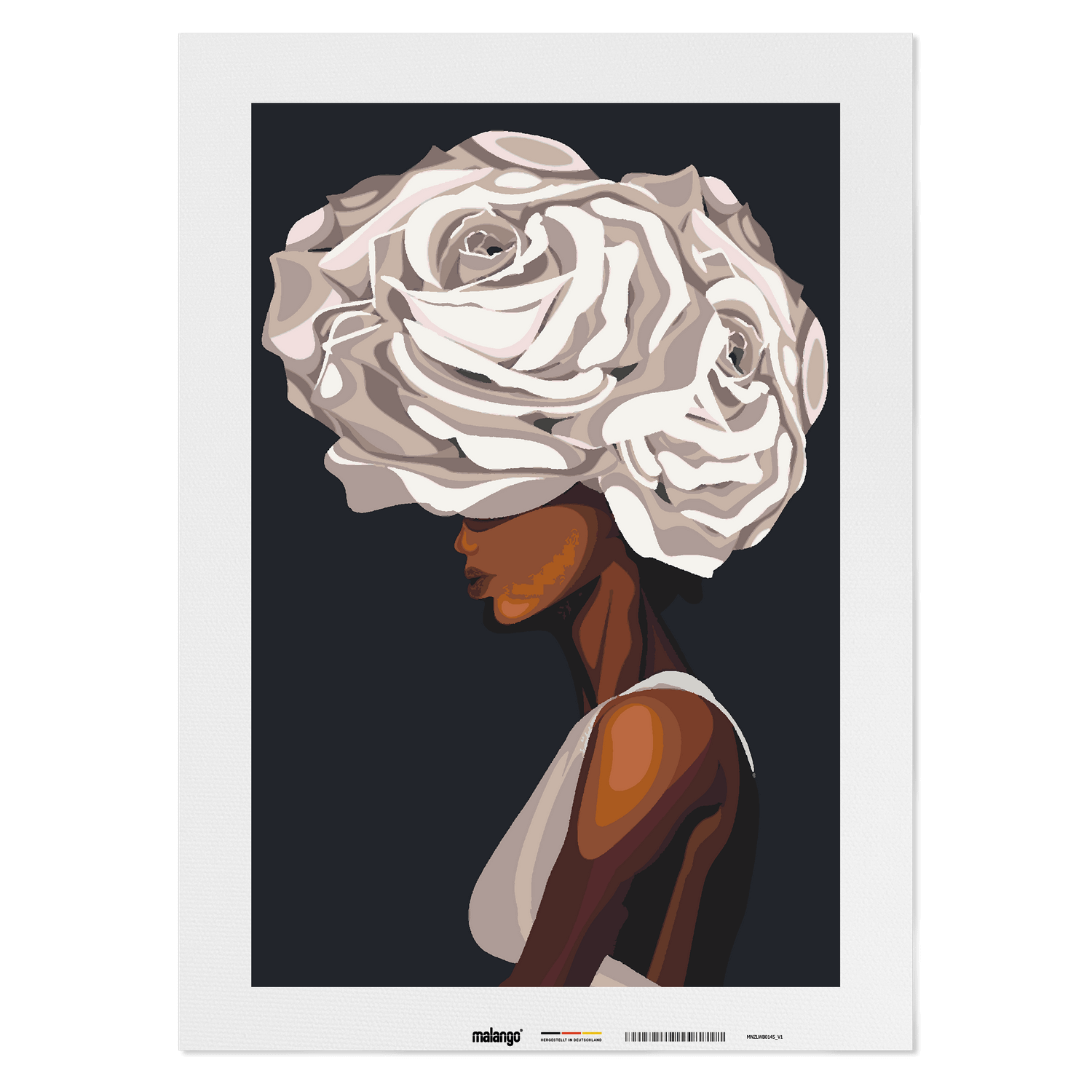 Malen nach Zahlen - Frau mit weißem Rosenhaar