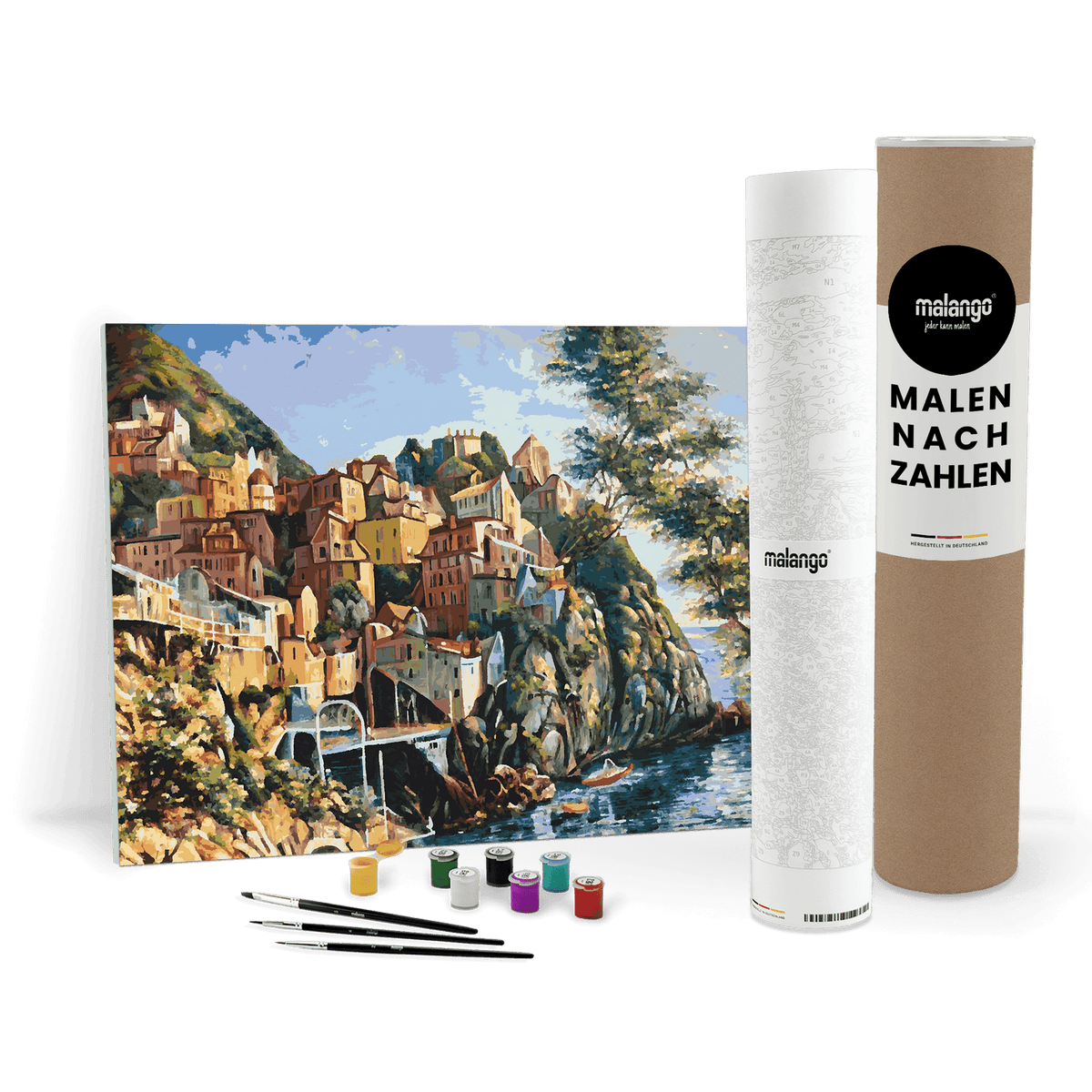 Malen nach Zahlen - Mediterranes Dorf am Meer