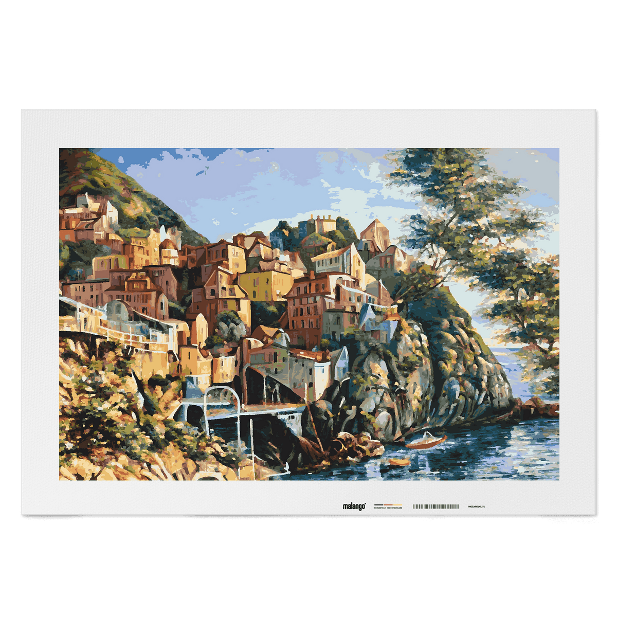 Malen nach Zahlen - Mediterranes Dorf am Meer