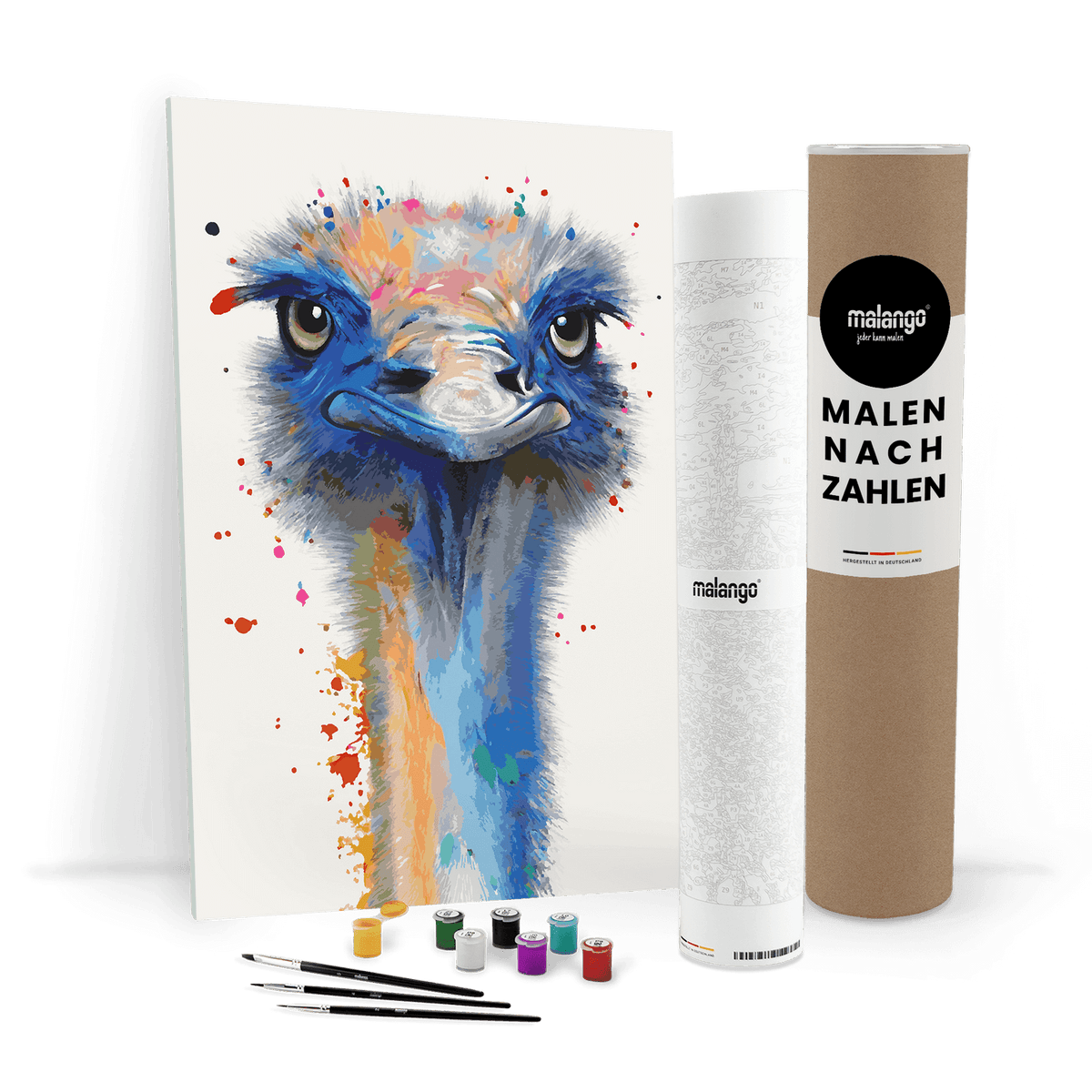 Malen nach Zahlen - Straussenfamilie Mama Sandra