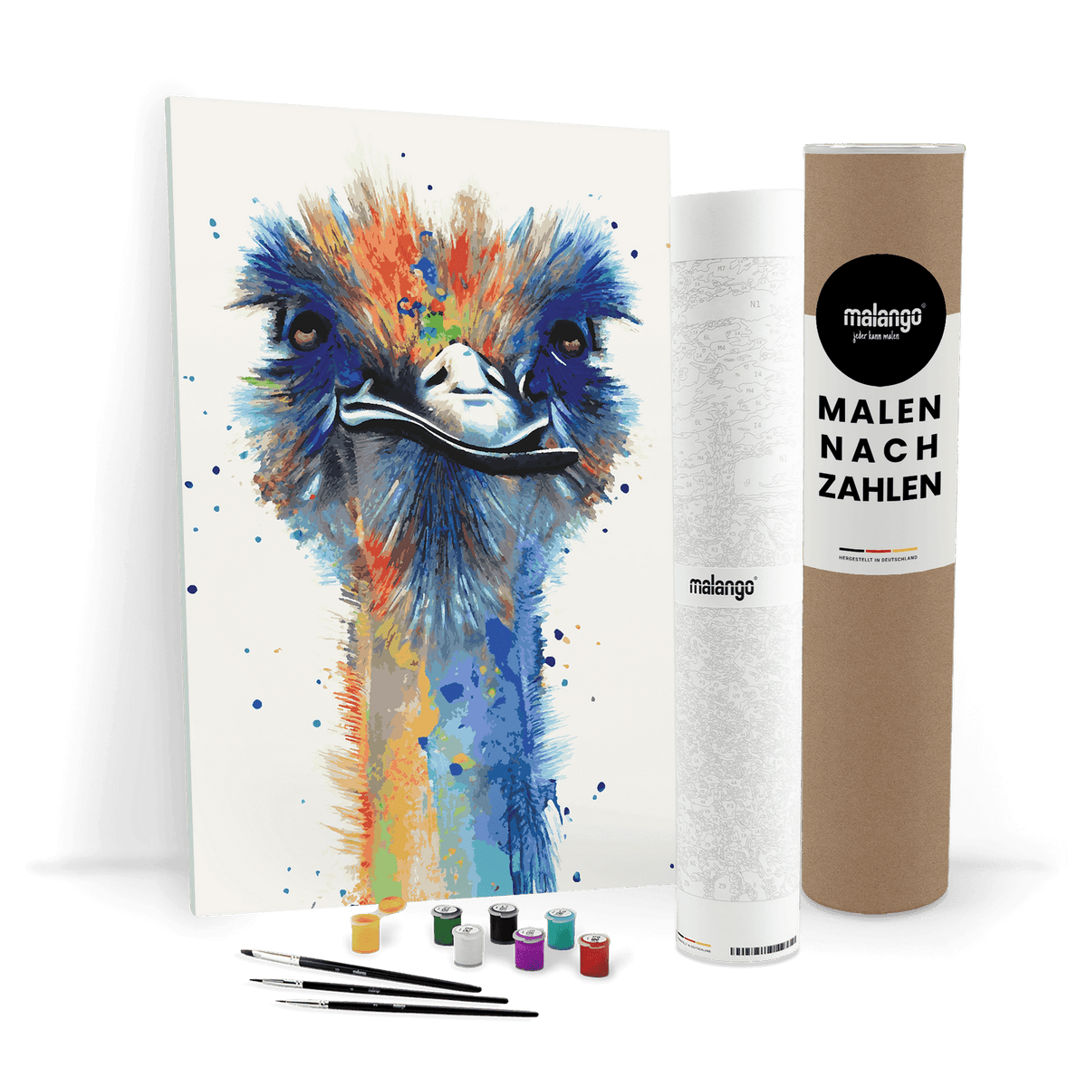 Malen nach Zahlen - Straussenfamilie Oma Siegrit