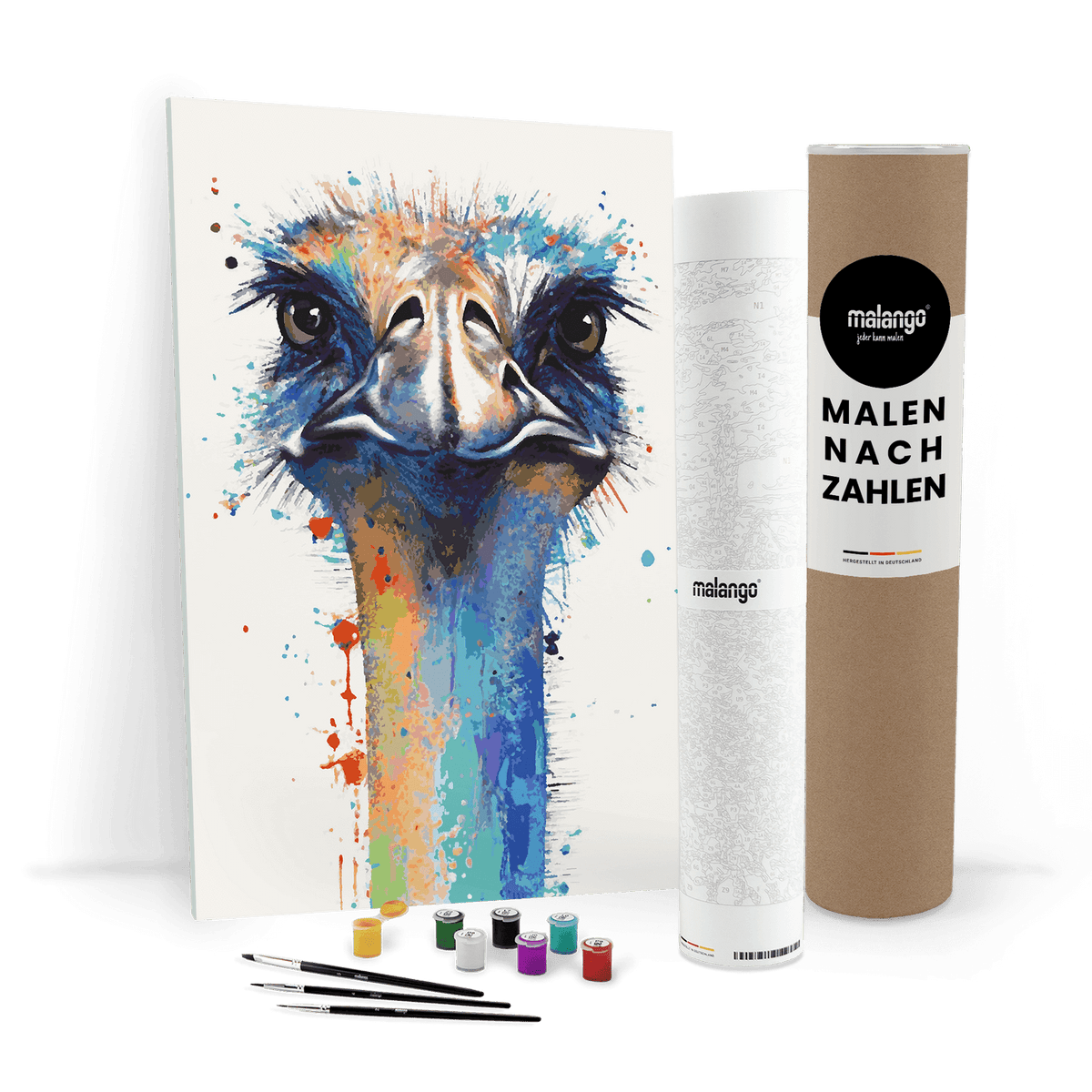 Malen nach Zahlen - Straussenfamilie Opa Siegfried