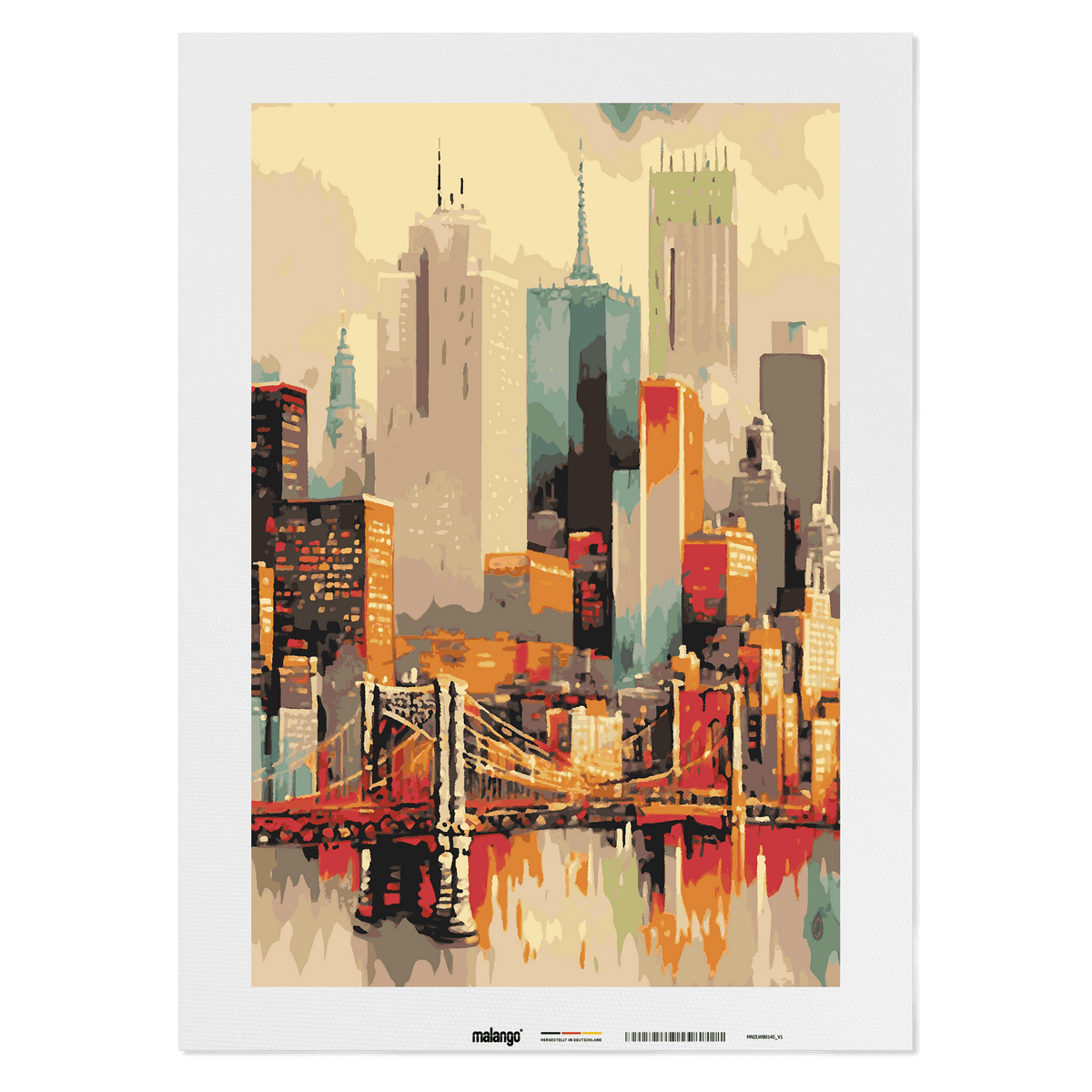 Malen nach Zahlen - New York Spiegelbild im East River