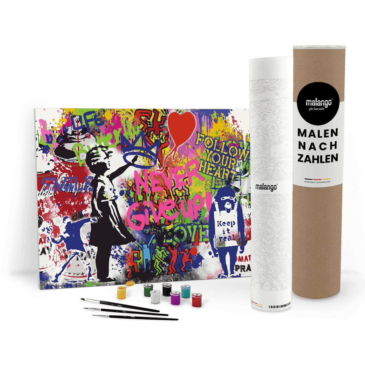 Malen nach Zahlen - Never give up - Banksy inspired