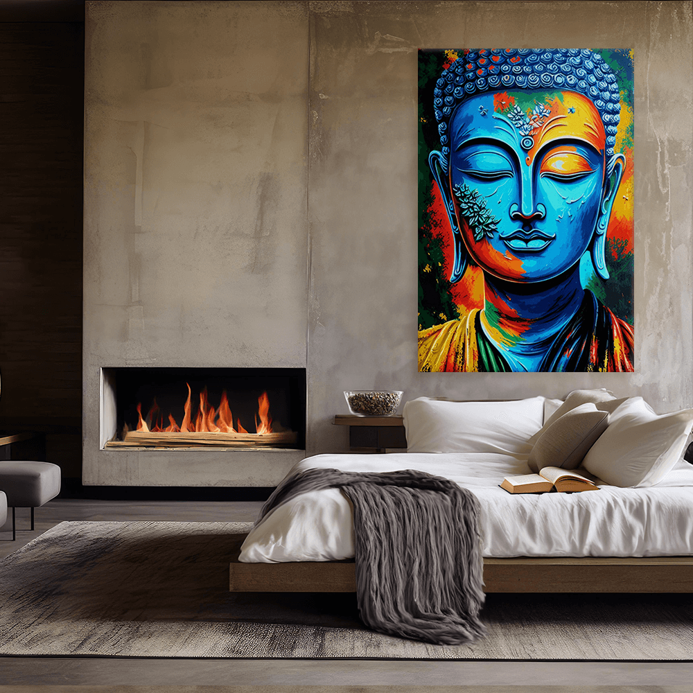 Leinwandbild - Buddha Blu