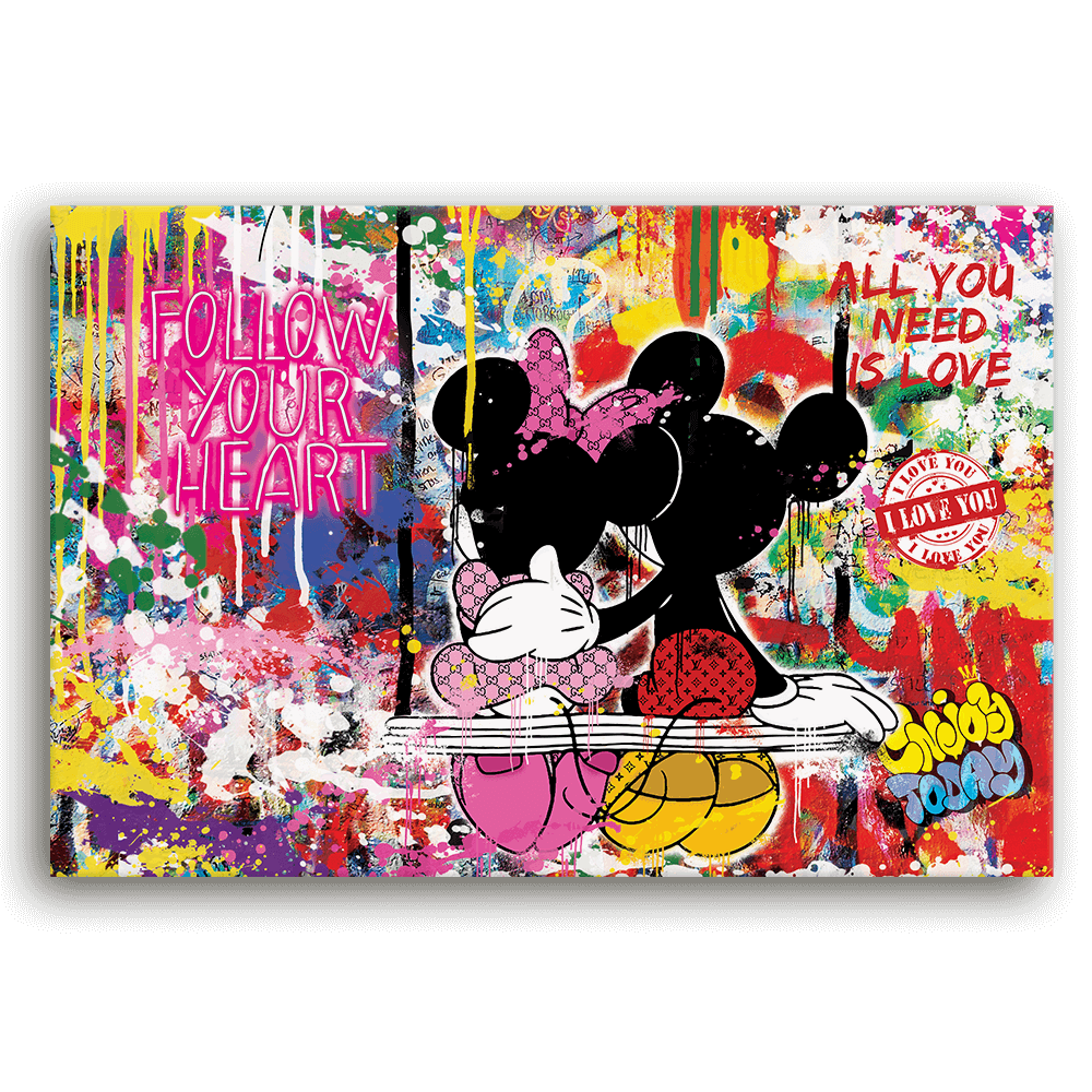 Leinwandbild - MICKEY MEETS BANKSY - LOVE IS ALL WE NEED - LIMITED EDITION