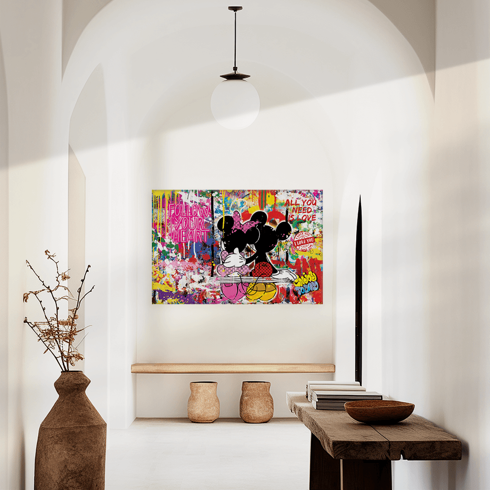 Leinwandbild - MICKEY MEETS BANKSY - LOVE IS ALL WE NEED - LIMITED EDITION