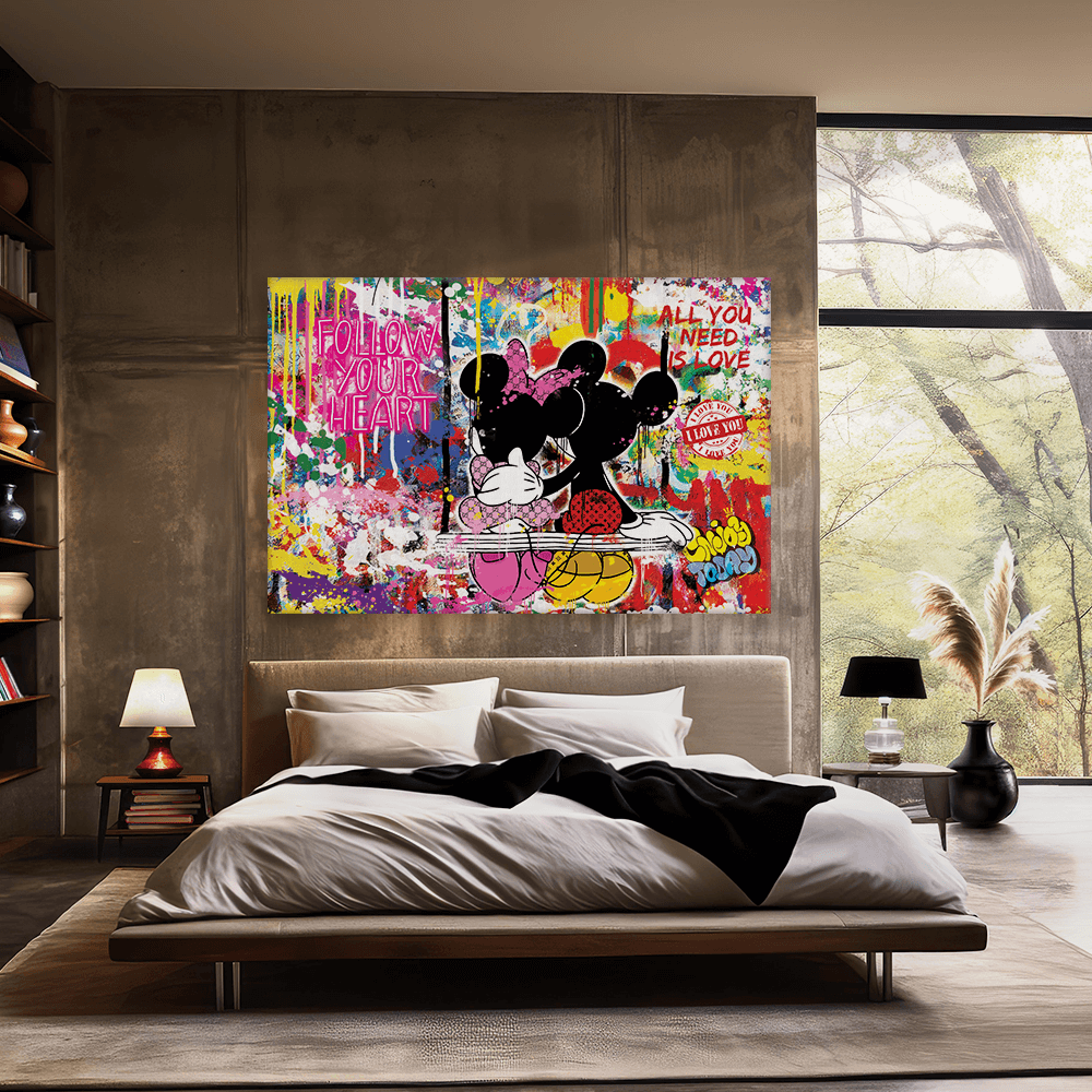 Leinwandbild - MICKEY MEETS BANKSY - LOVE IS ALL WE NEED - LIMITED EDITION