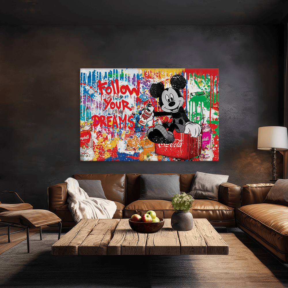 Leinwandbild - MICKEY MEETS BANKSY - FOLLOW YOUR DREAMS - LIMITED EDITION