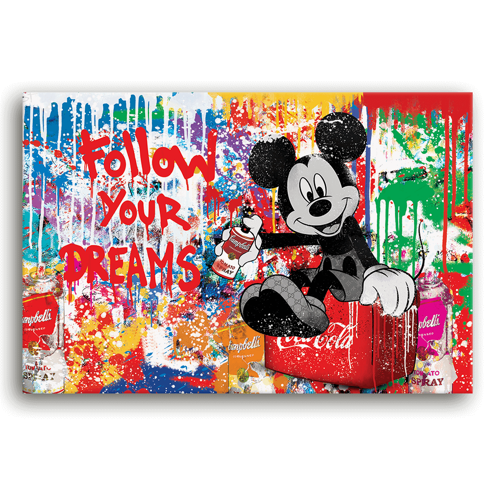 Leinwandbild - MICKEY MEETS BANKSY - FOLLOW YOUR DREAMS - LIMITED EDITION