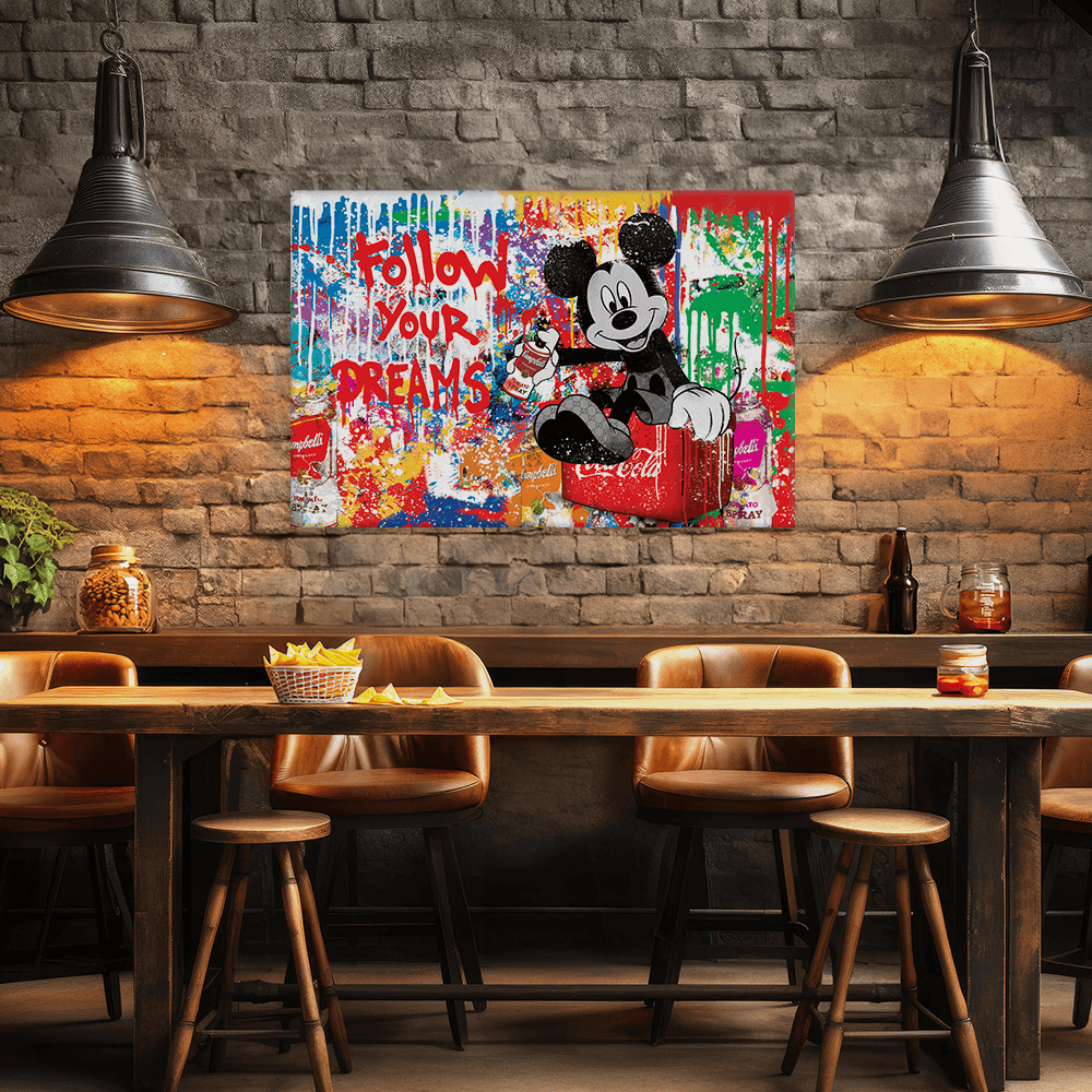 Leinwandbild - MICKEY MEETS BANKSY - FOLLOW YOUR DREAMS - LIMITED EDITION