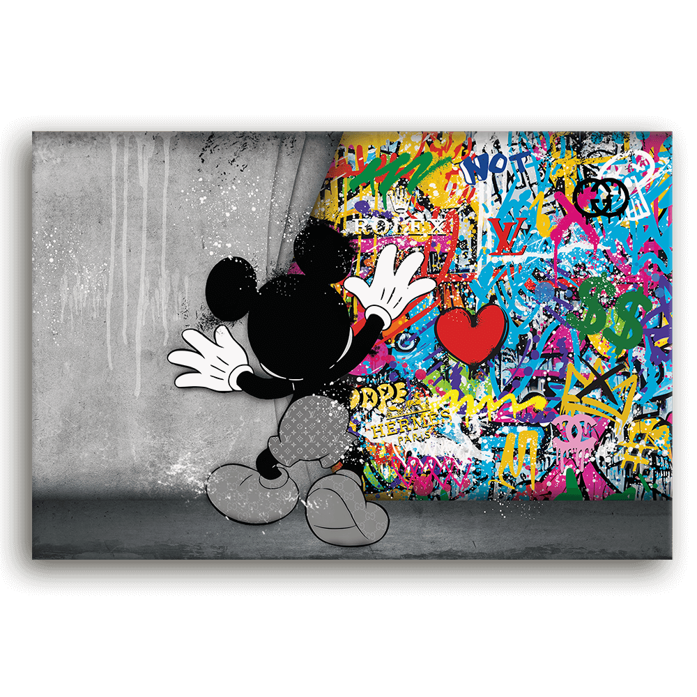 Leinwandbild - MICKEY MEETS BANKSY - HINTER DEM VORHANG - LIMITED EDITION