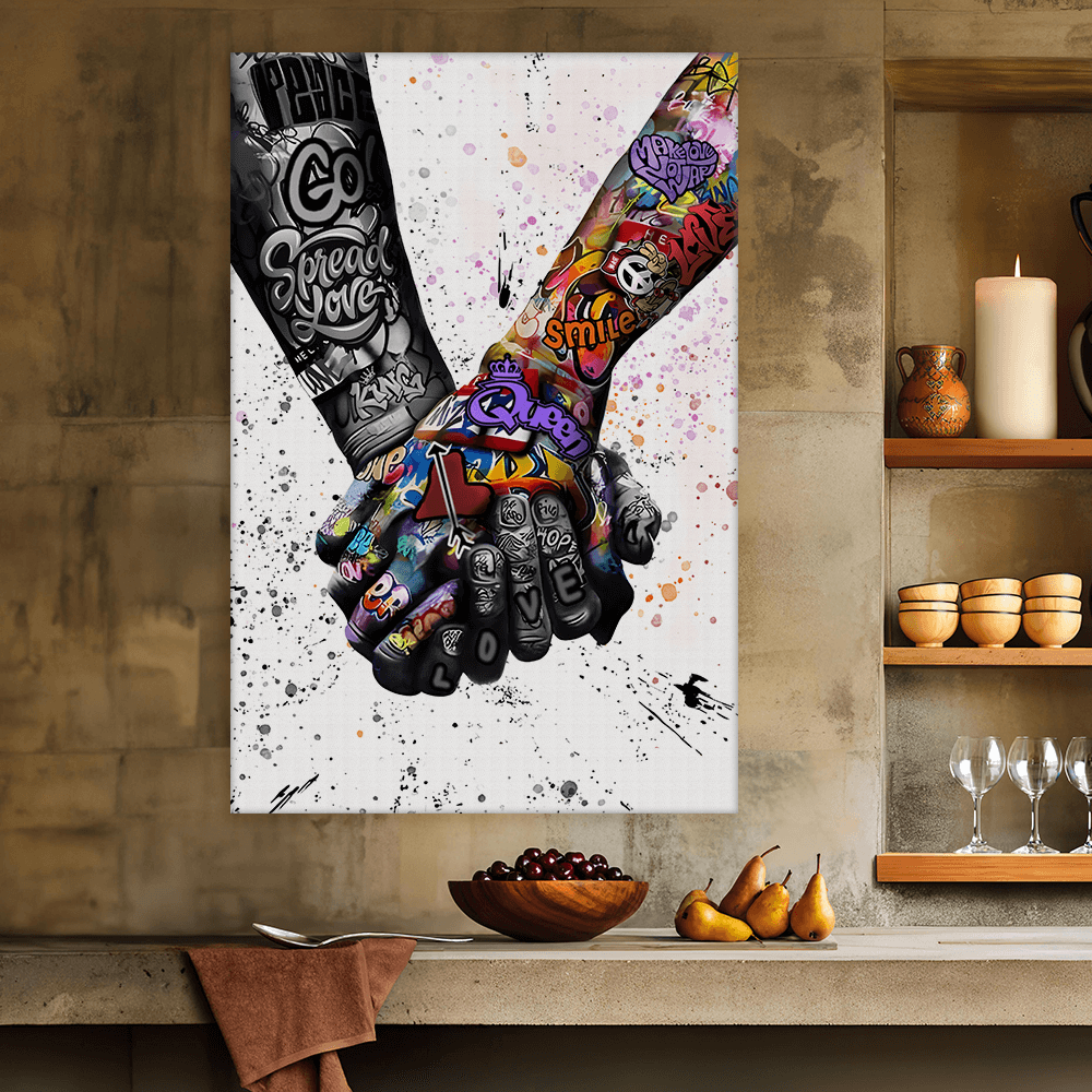 Leinwandbild - GRAFFITI HÄNDE - HOLDING HANDS - LIMITED EDITION