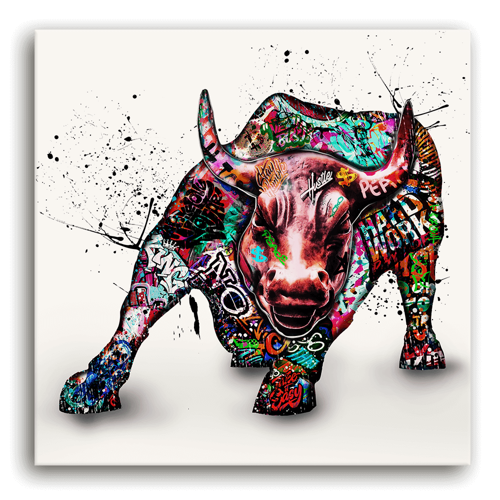 Leinwandbild - STIER GRAFFITI - WORK LIKE A BULL - LIMITED EDITION