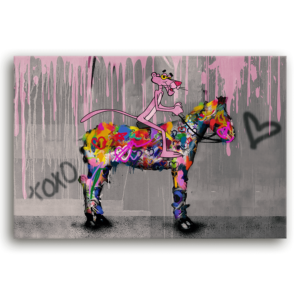 Leinwandbild - PINK PANTHER - LIEBT PFERDE - LIMITED EDITION