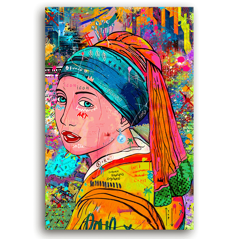 Leinwandbild - VERMEER POP ART - DAS MÄDCHEN MIT DEM PERLENOHRRING - LIMITED EDITION