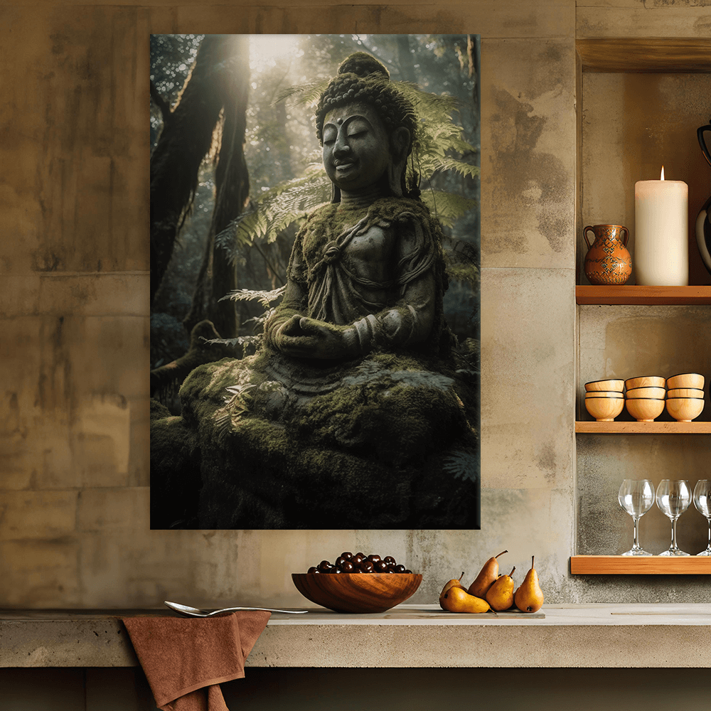 Leinwandbild - Buddha Bhajan im Wald