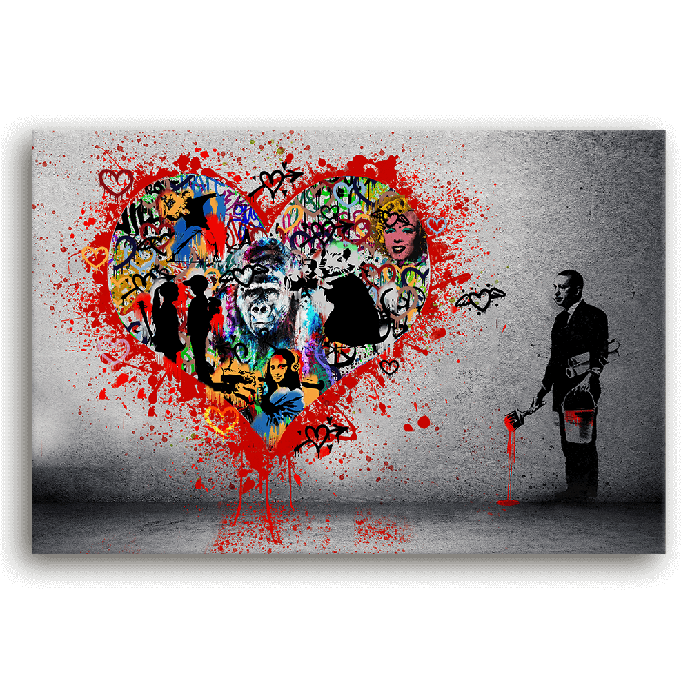 Leinwandbild - BANKSY INSPIRED - MAKE LOVE NOT WAR - LIMITED EDITION