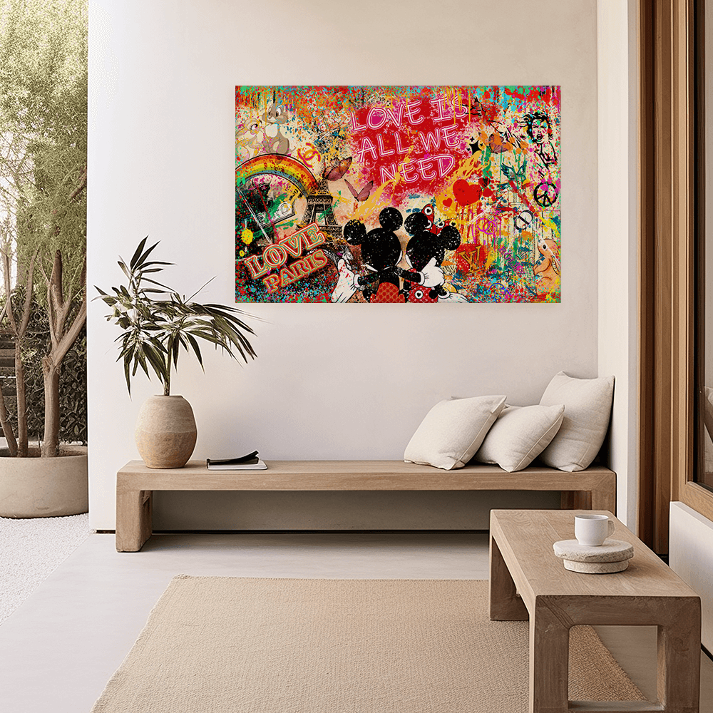Leinwandbild - MICKEY MEETS BANKSY - LOVE IS ALL WE NEED No. 4 - LIMITED EDITION