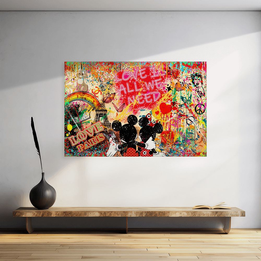 Leinwandbild - MICKEY MEETS BANKSY - LOVE IS ALL WE NEED No. 4 - LIMITED EDITION