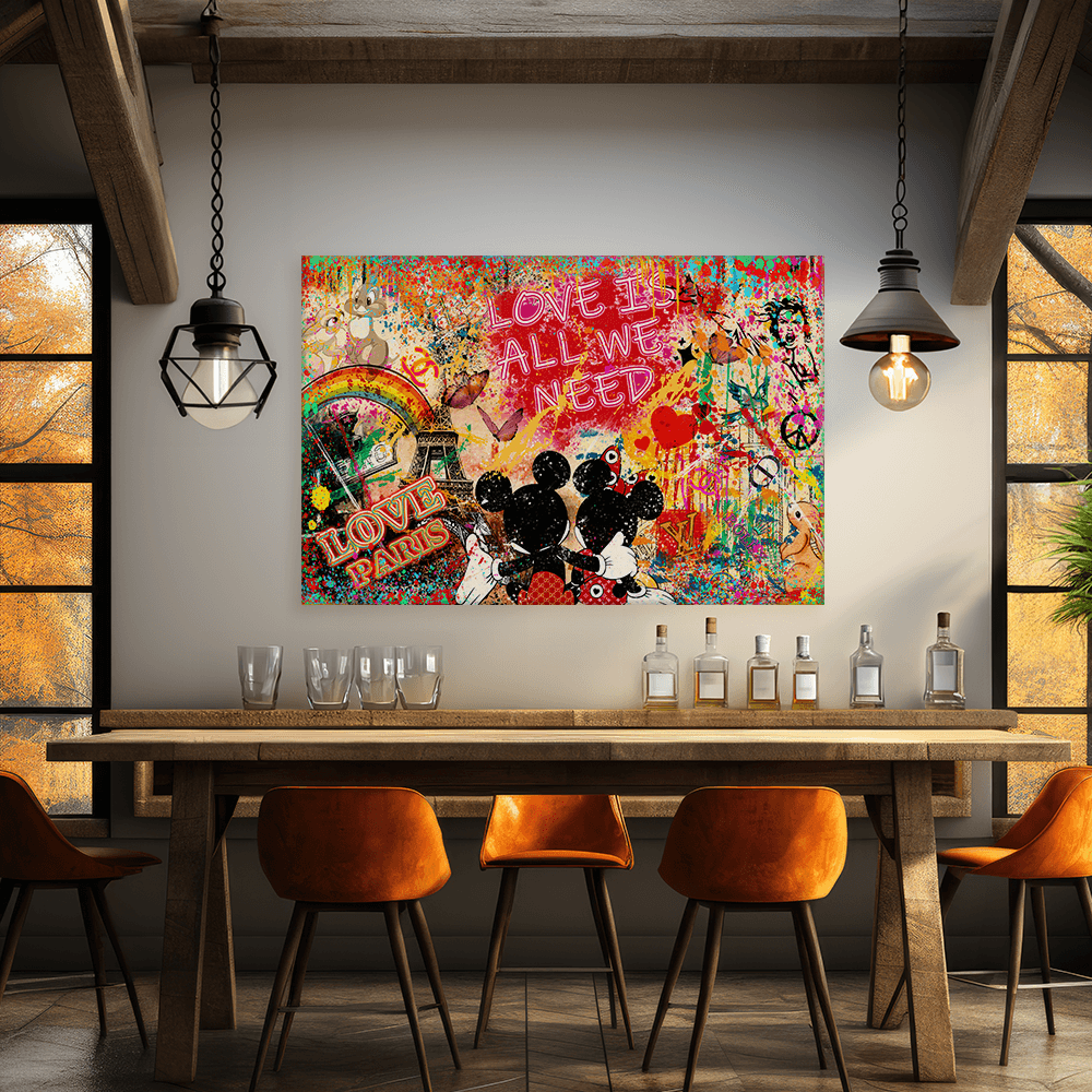 Leinwandbild - MICKEY MEETS BANKSY - LOVE IS ALL WE NEED No. 4 - LIMITED EDITION