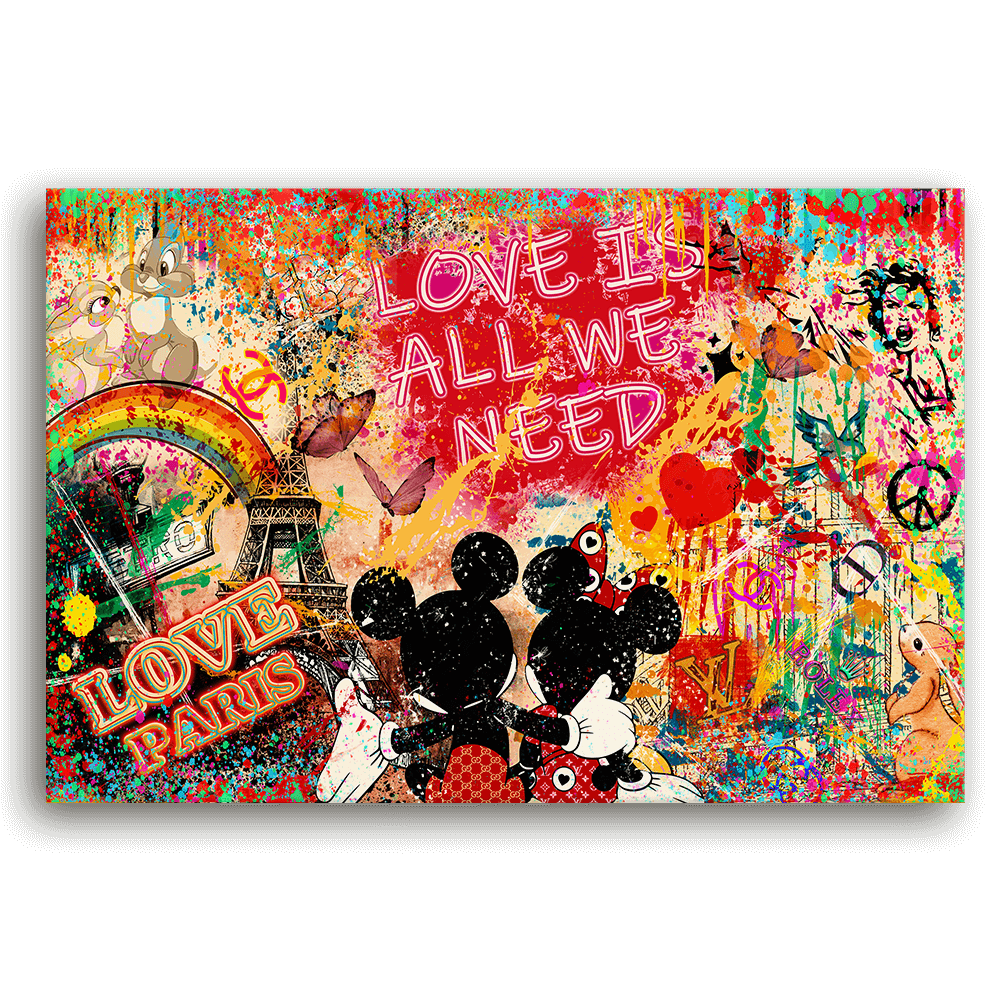 Leinwandbild - MICKEY MEETS BANKSY - LOVE IS ALL WE NEED No. 4 - LIMITED EDITION