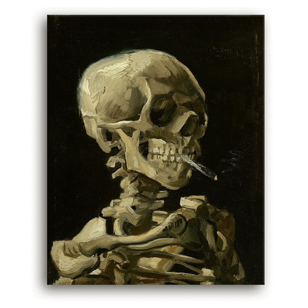 Leinwandbild - Vincent van Gogh - Schädel mit brennender Zigarette