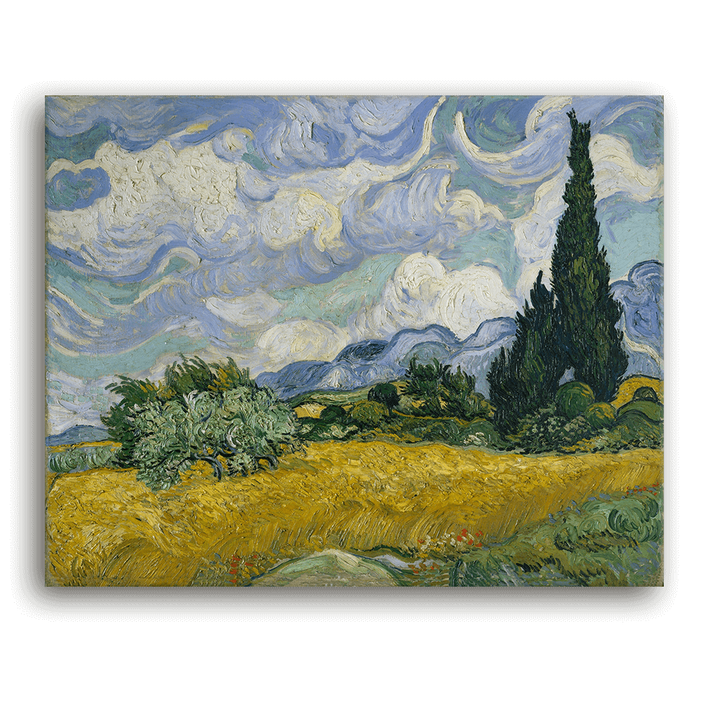 Leinwandbild - Vincent van Gogh - Weizenfeld mit Zypressen