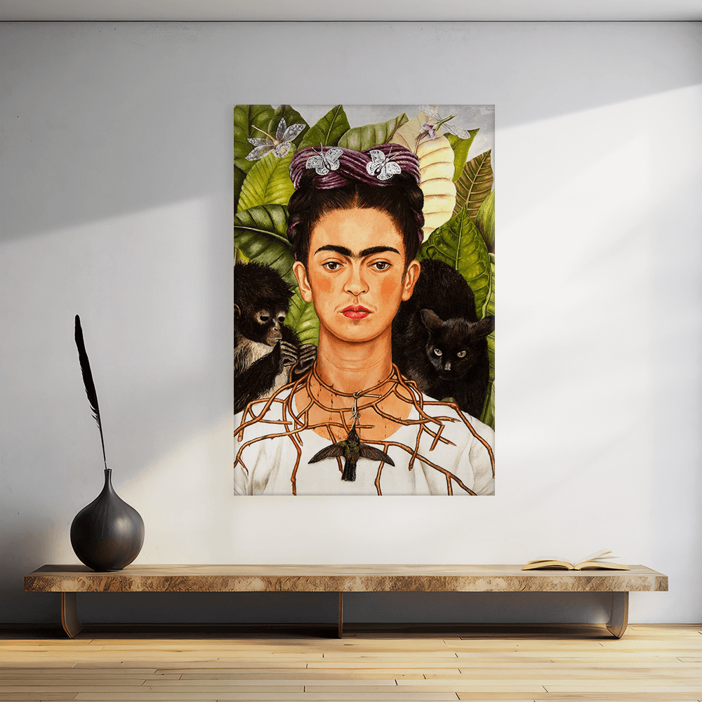 Leinwandbild - Frida Kahlo - Selbstbildnis mit Dornenhalsband