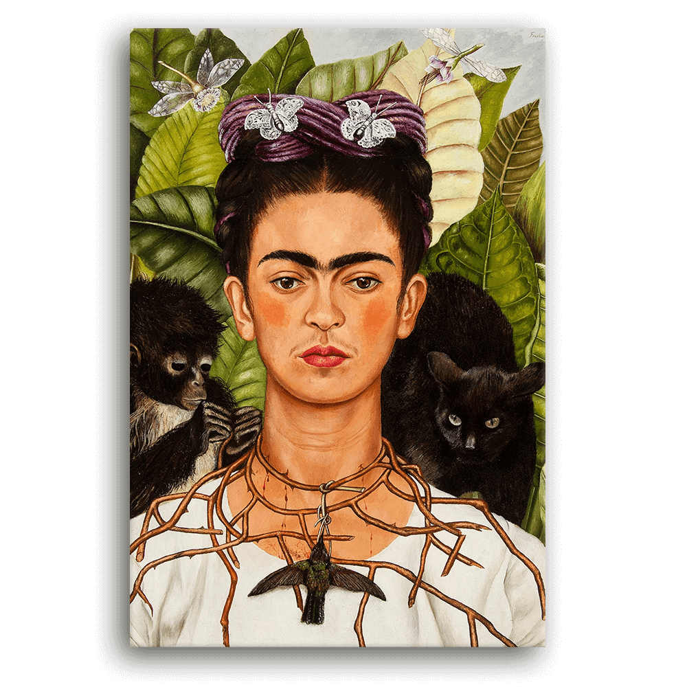 Leinwandbild - Frida Kahlo - Selbstbildnis mit Dornenhalsband