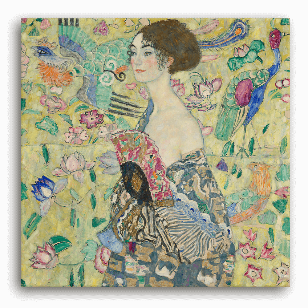 Leinwandbild - Gustav Klimt - Dame mit Fächer