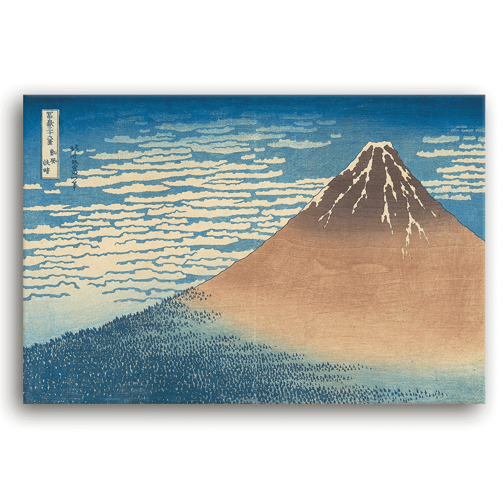Leinwandbild - Katsushika Hokusai - Feiner Wind, Klarer Morgen (Roter Fuji)