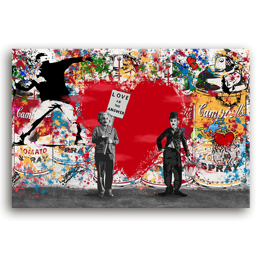 Leinwandbild - Albert & Charlie - Follow your Heart / Make love not war - Banksy inspired