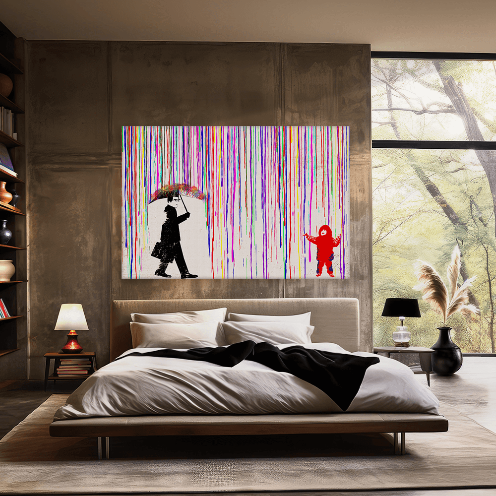 Leinwandbild - Colored rain - Banksy inspired