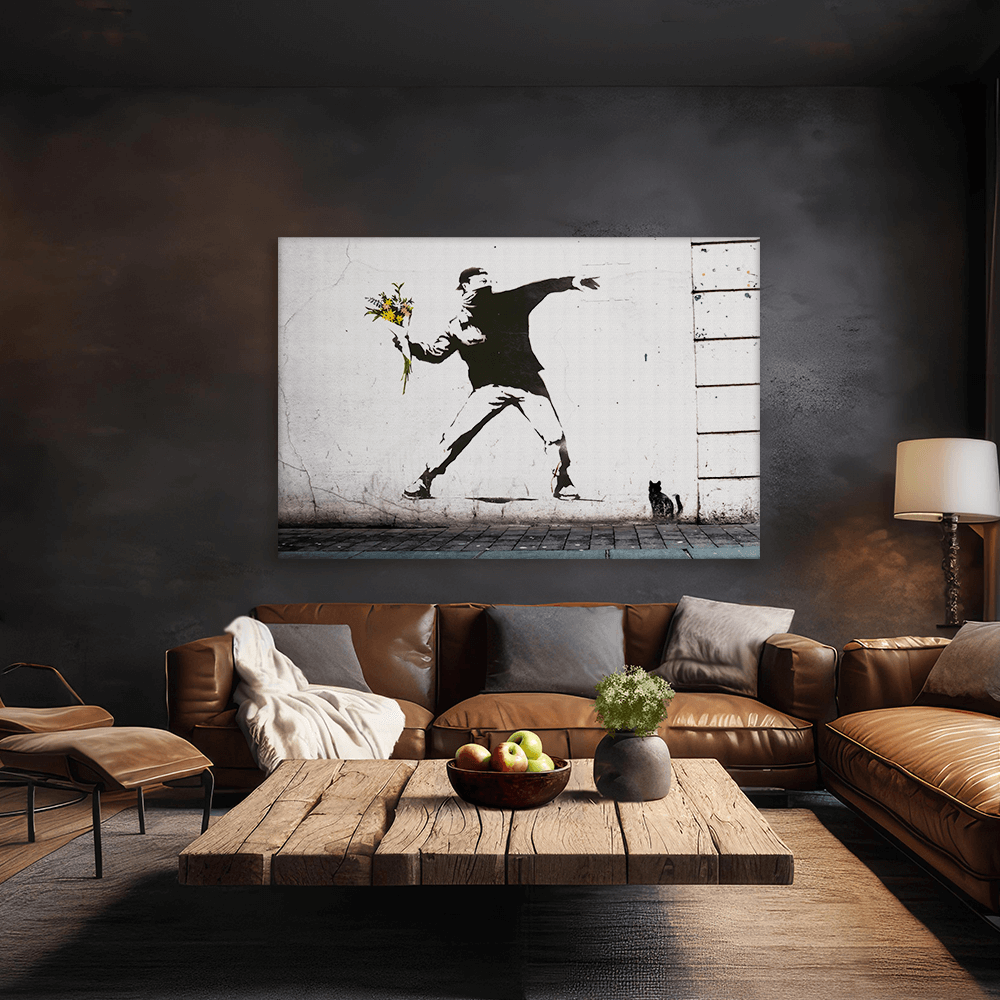 Leinwandbild - Flower Thrower - Banksy inspired