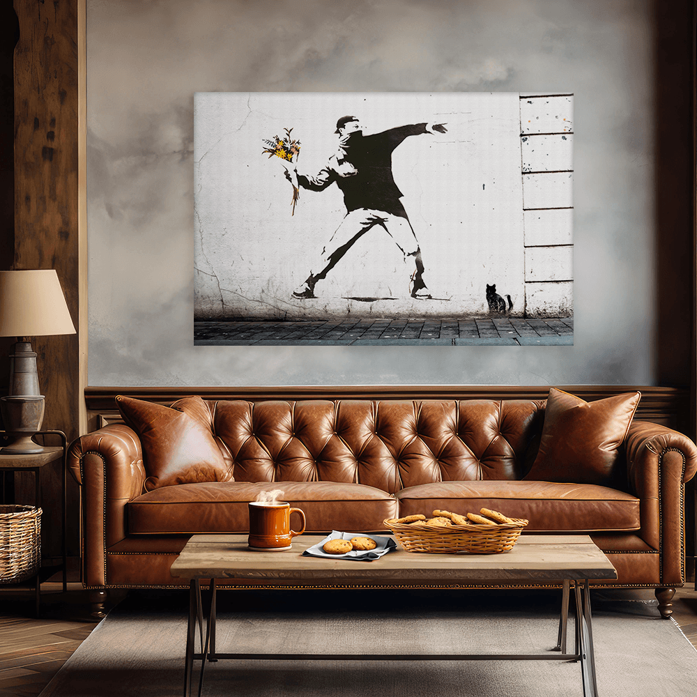 Leinwandbild - Flower Thrower - Banksy inspired