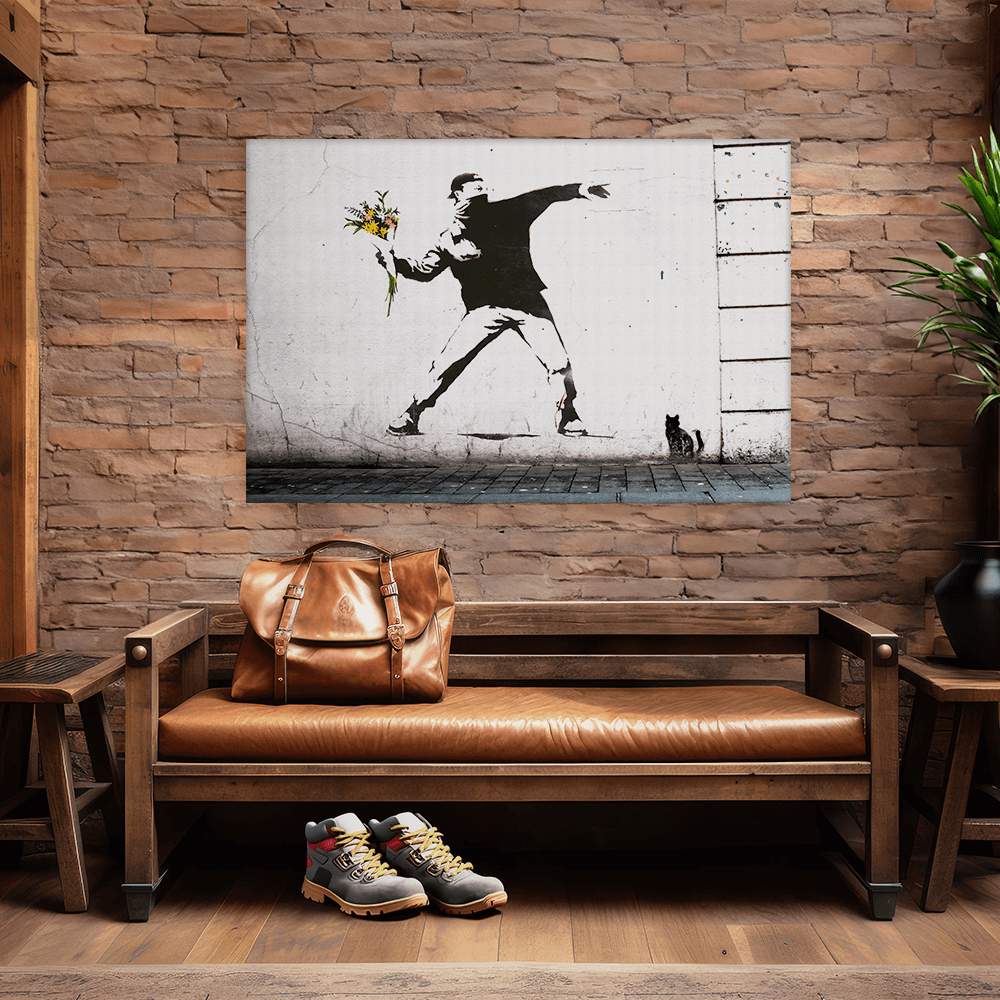 Leinwandbild - Flower Thrower - Banksy inspired