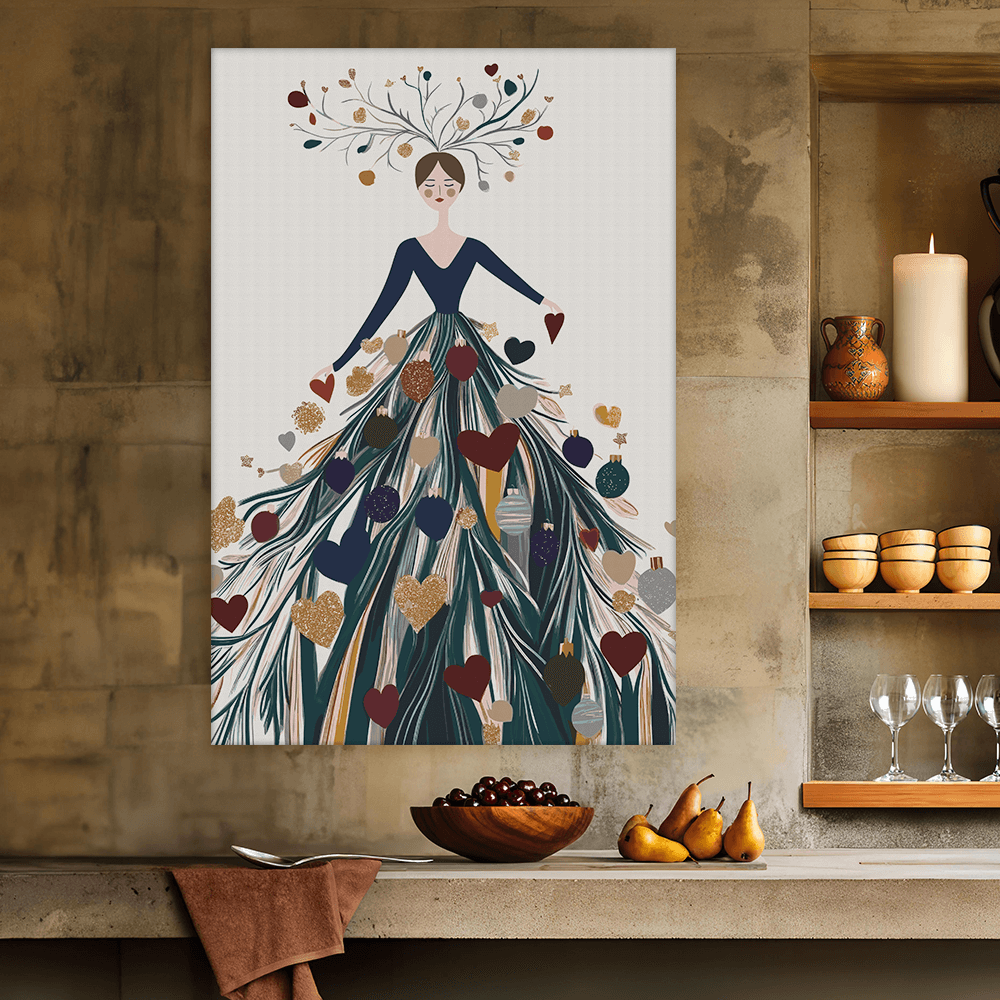 Leinwandbild - Lady in a Christmas Gown