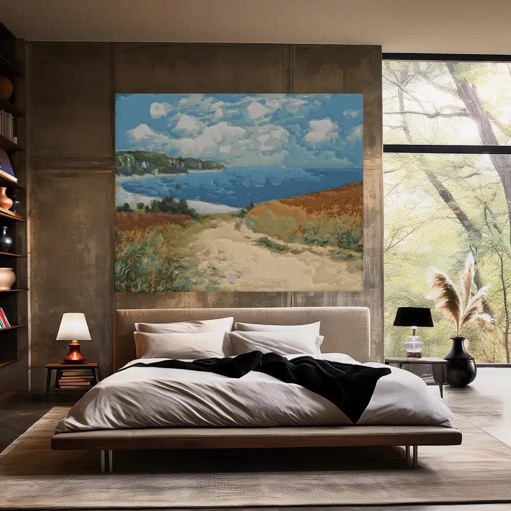 Malen nach Zahlen - Strandweg zwischen Weizenfeldern bei Pourville - Claude Monet