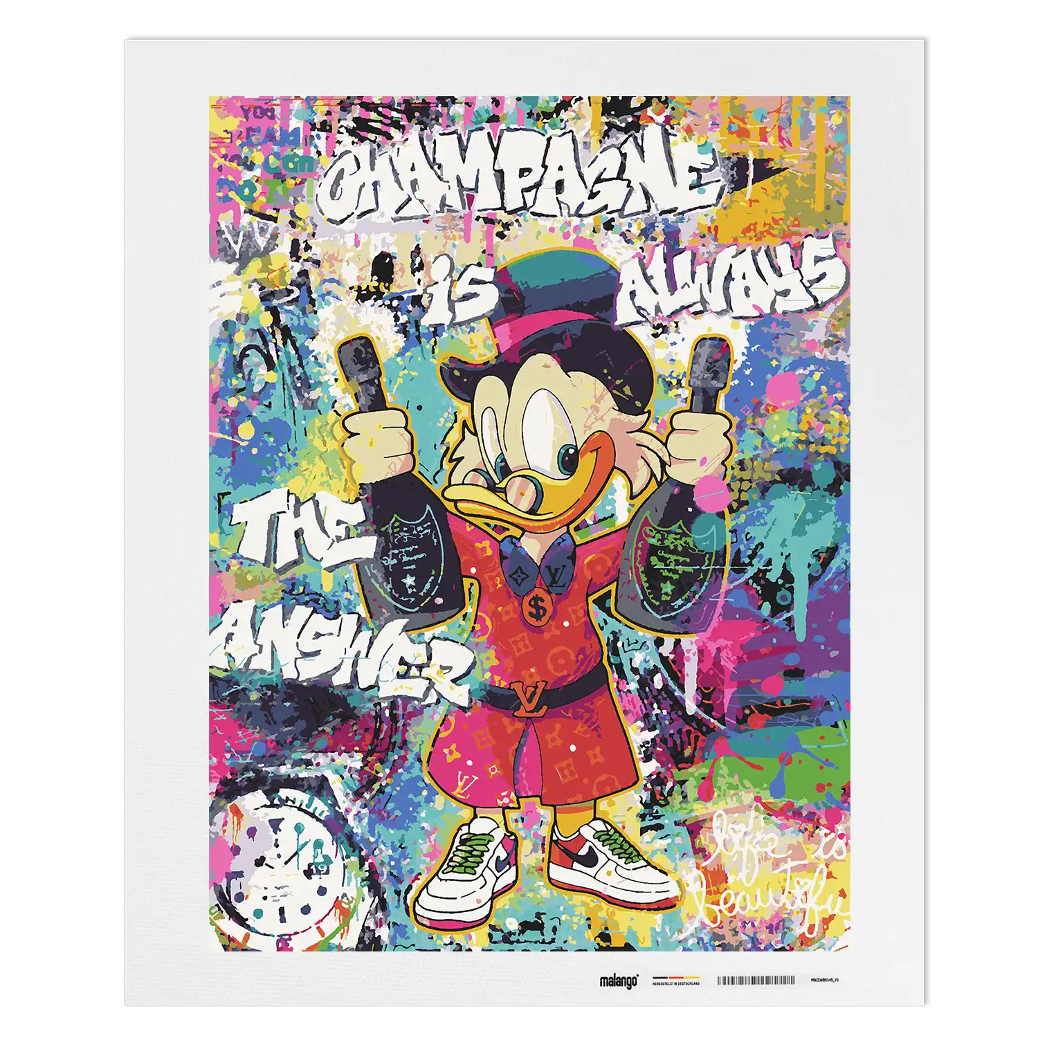Malen nach Zahlen - Pop Art Dagobert – Champagne Is Always The Answer