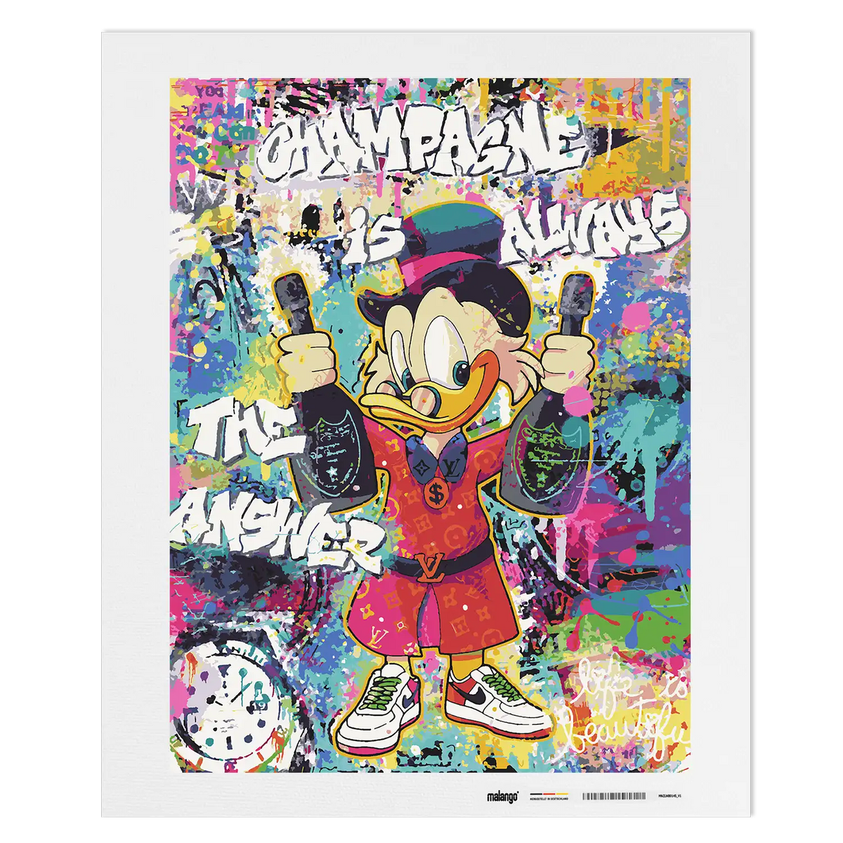 Malen nach Zahlen - Pop Art Dagobert – Champagne Is Always The Answer