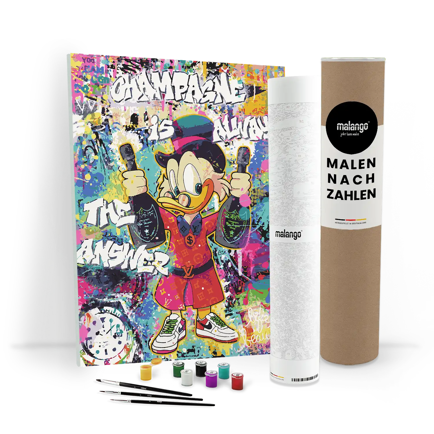 Malen nach Zahlen - Grace-BLN - Pop Art Dagobert – Champagne Is Always The Answer