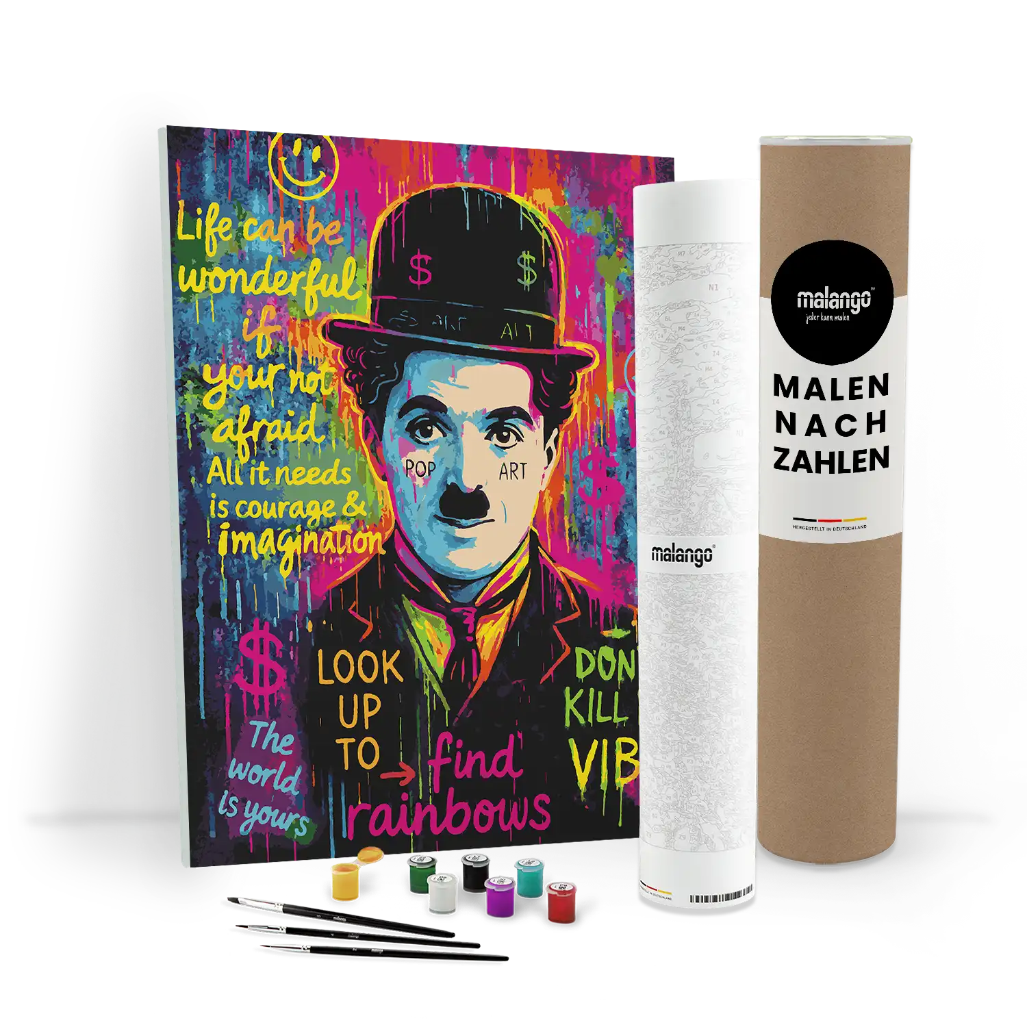 Malen nach Zahlen - Charlie Chaplin - Look Up To Find Rainbows